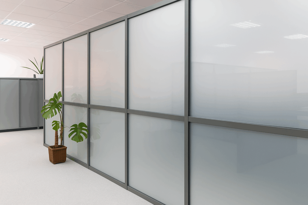 Sichtschutzfolie als Milchglasfolie an Glastür – Privatsphäre im Büro und zu Hause